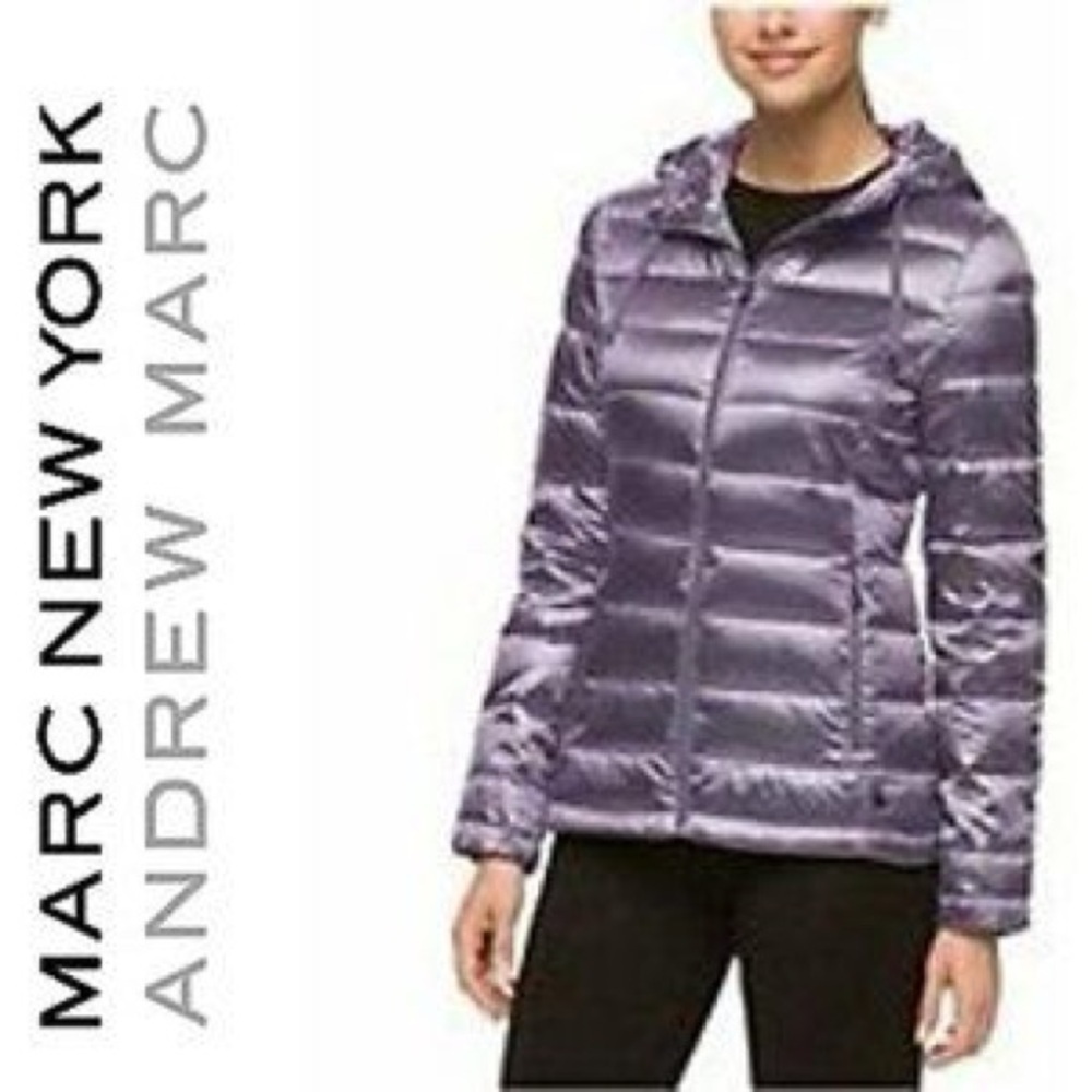 Andrew Marc Packable Lightweight Premium Down Lavender Mauve Purple Puffer US S